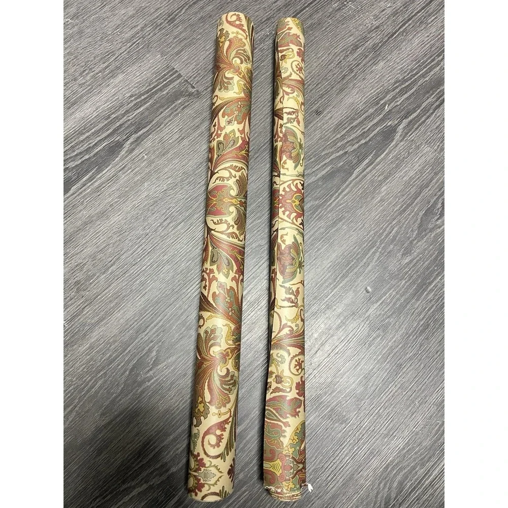 Vtg 2 Ralph Lauren Stripe Floral Cottage Wallpaper‎ One Roll Tan/Red Opened